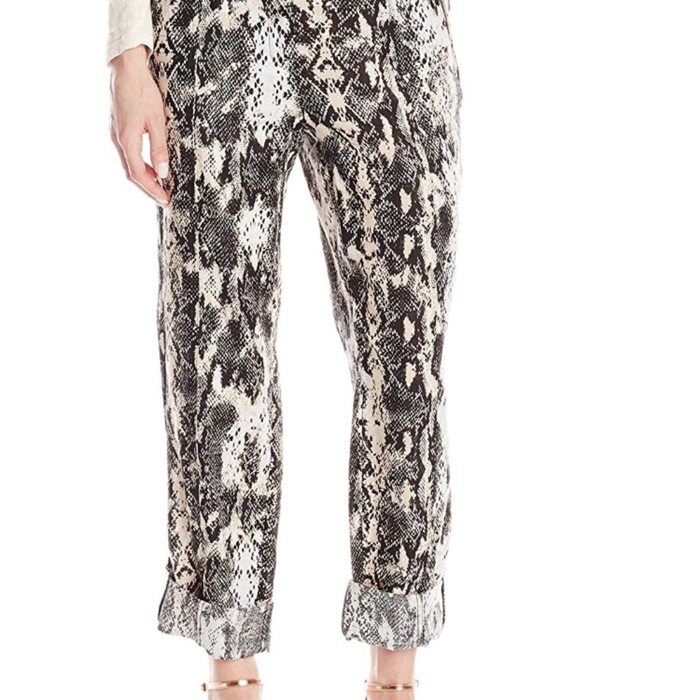 Calvin Klein Snake Printed Linen Tab Cuff Pants